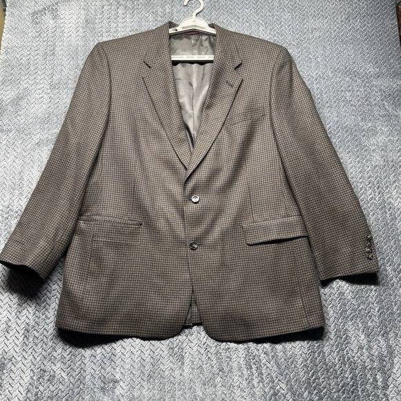 VTG Hart Schaffner‎ & Marx 46R Wool Houndstooth Sport Coat Blazer USA 70s 80s